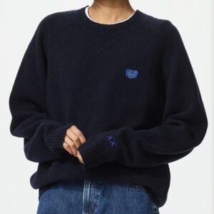 Kaws x Uniqlo 100% lambswool Crew Neck Sweater in Navy